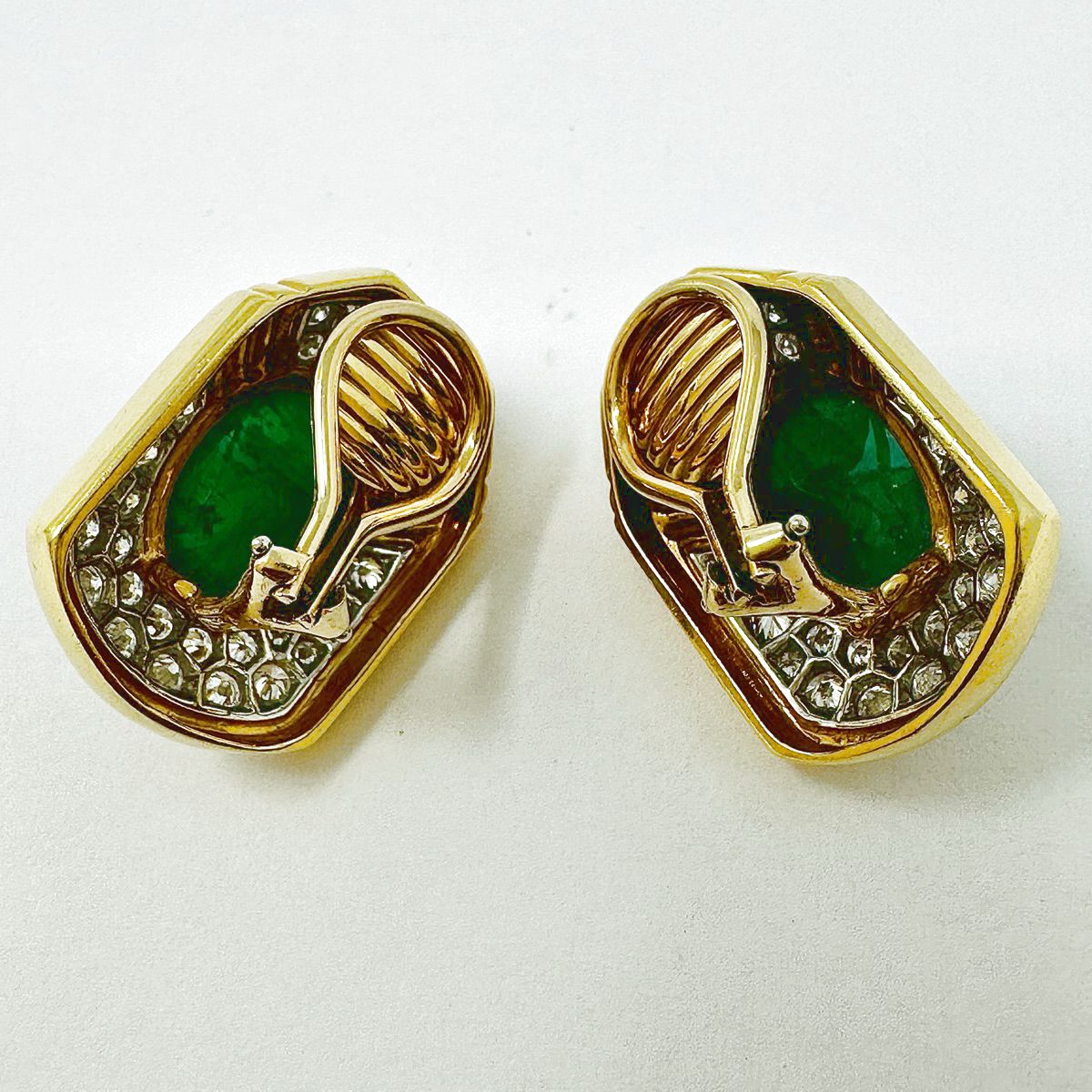 Montreaux 18K Gold and Platinum Clip-on Earrings with Emeralds & Diamonds