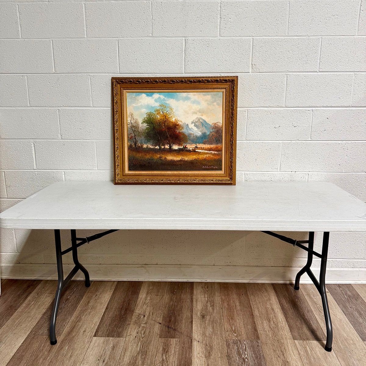 Mountainscape with Fishermen, Signed