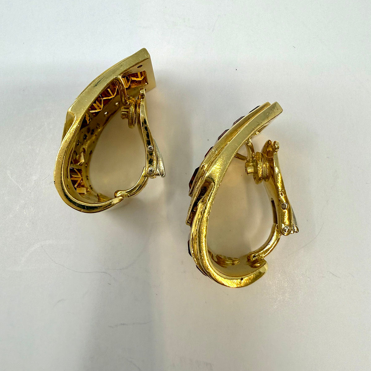 Sabbadini 18K Gold Clip-on Earrings with Diamonds and Citrines