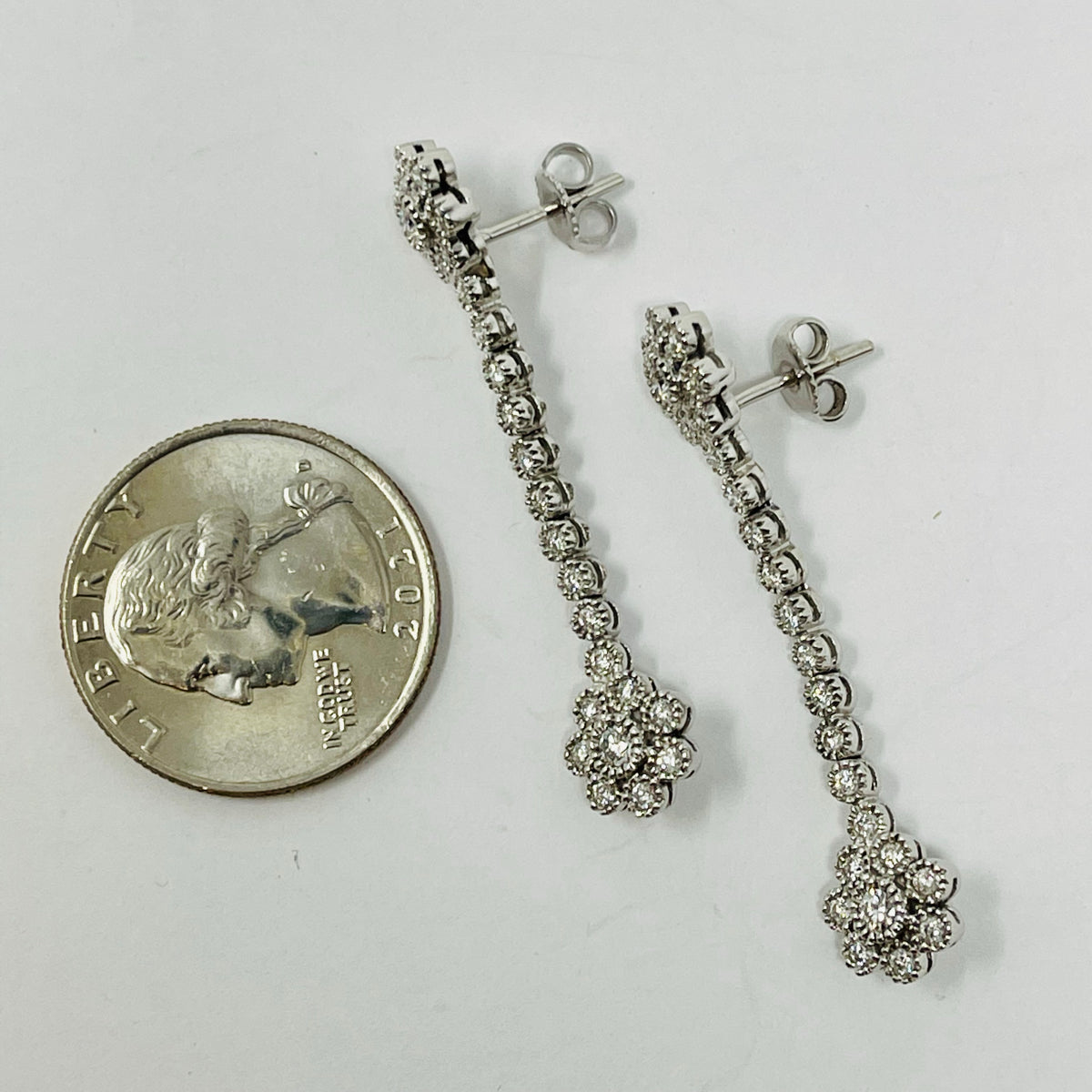 Damaso Martinez 18K White Gold Diamond Drop Earrings