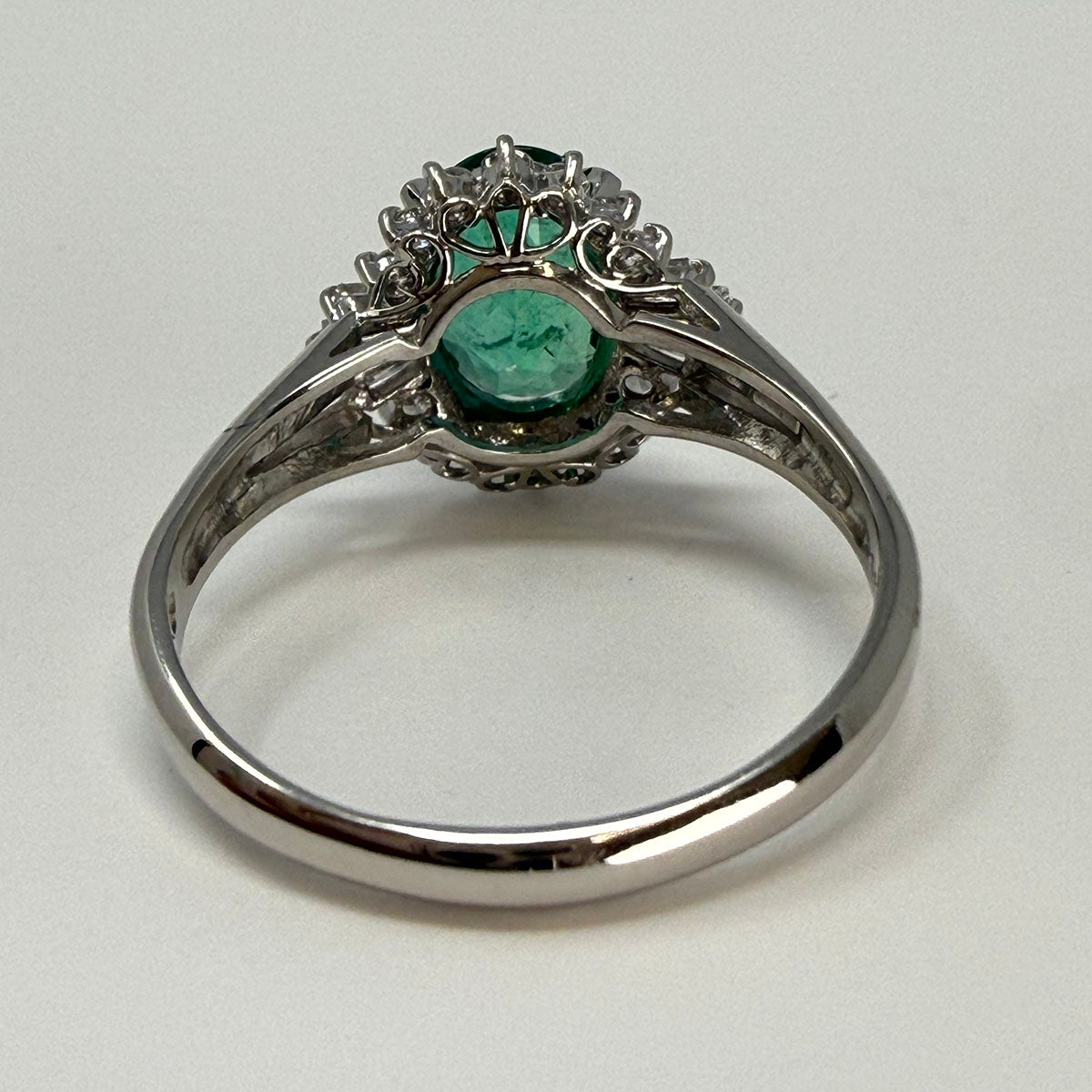 Platinum Emerald and Diamond Ring