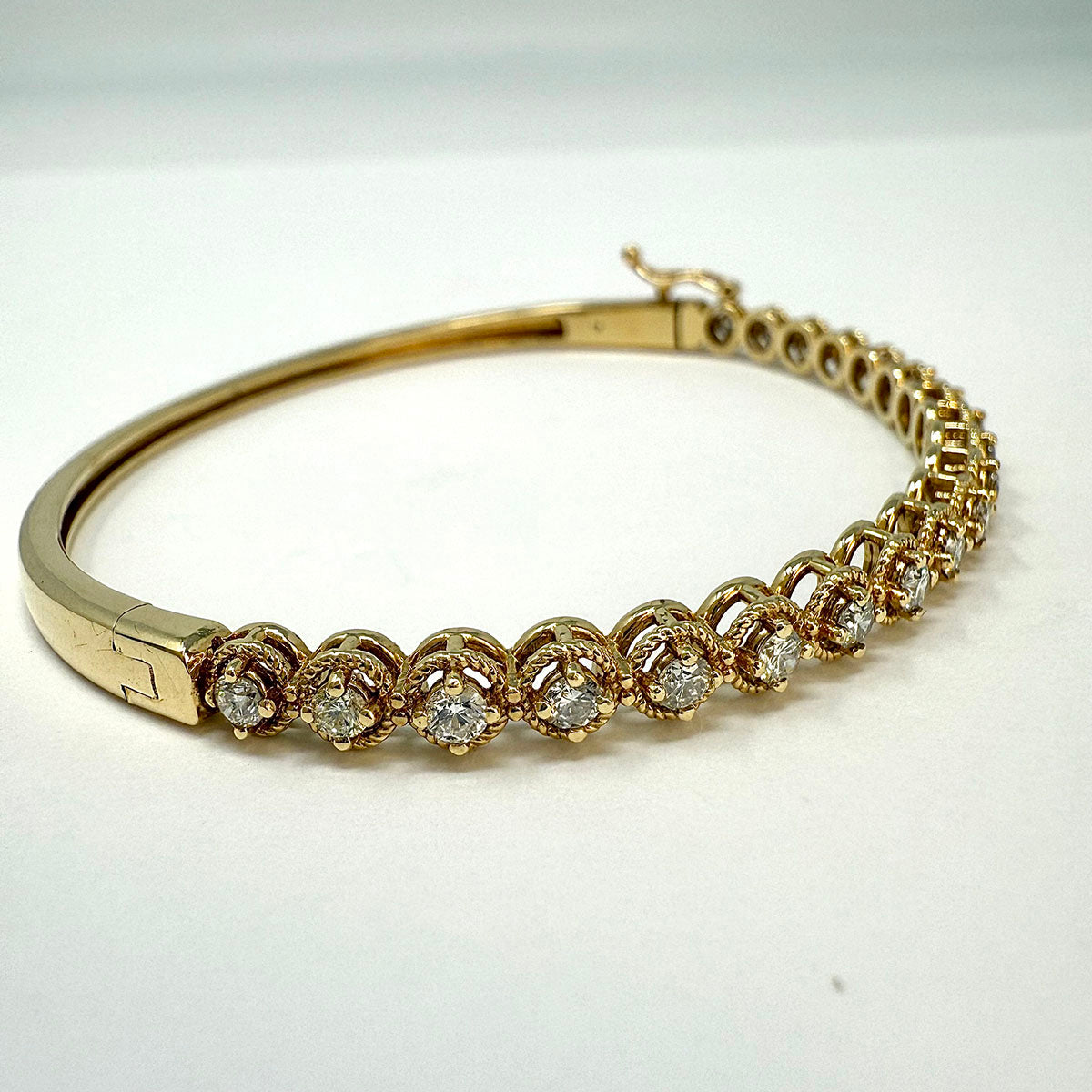 14K Gold Hinged Bracelet with Diamond