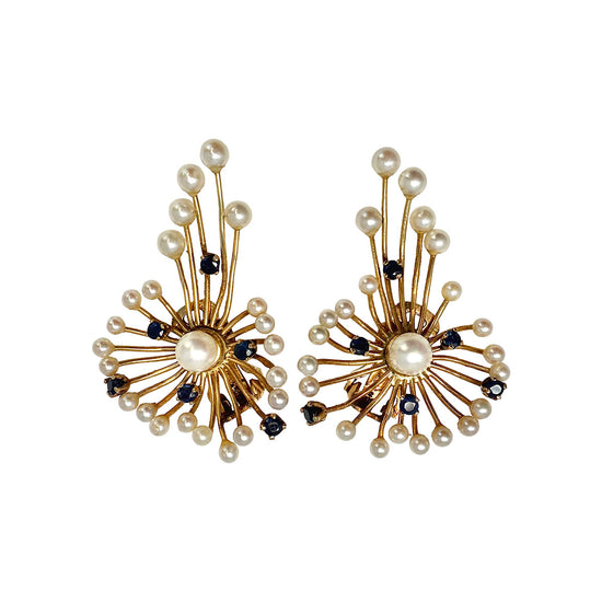 Sapphire and Pearl Earrings