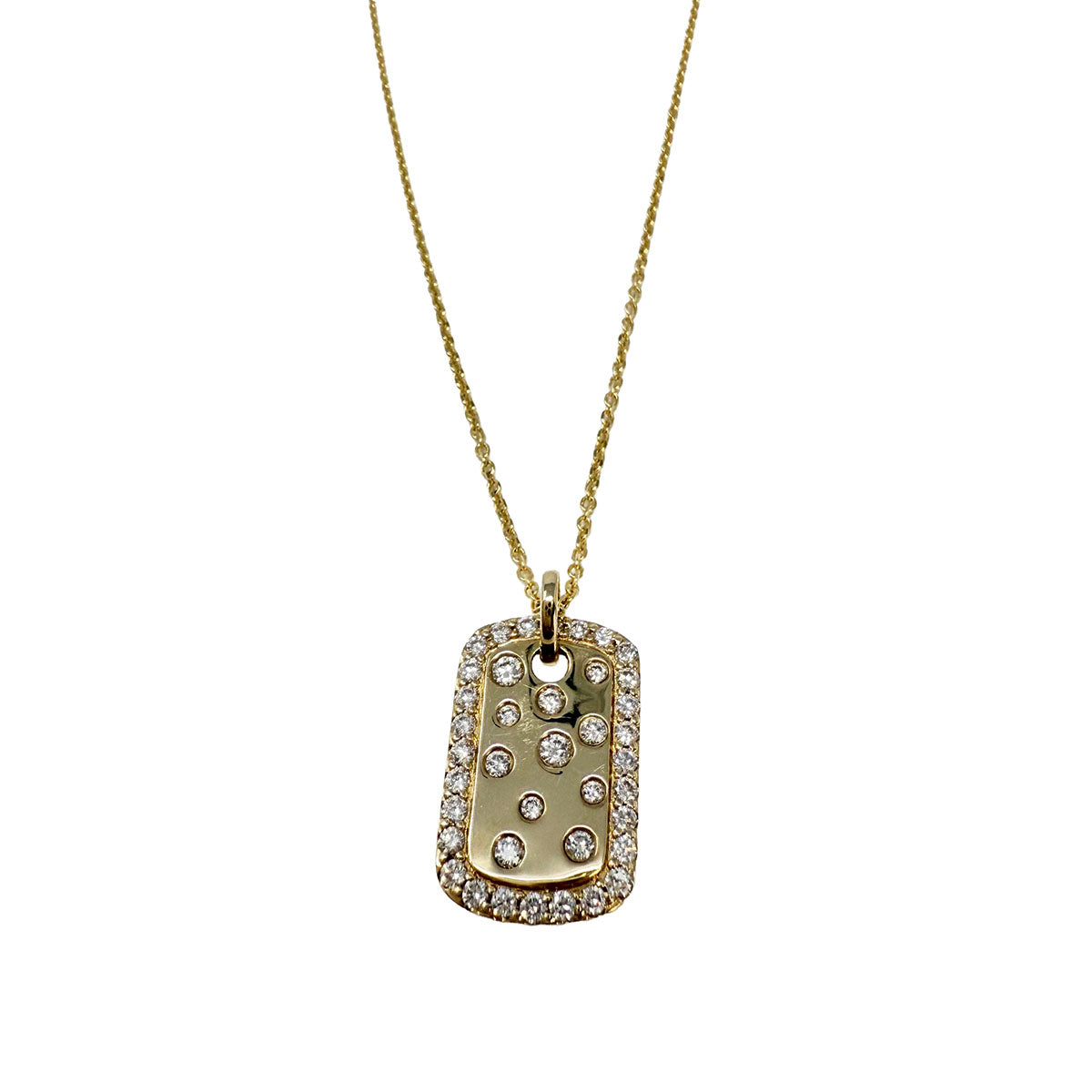 14K Gold Necklace with Rectangular Diamond Pendant