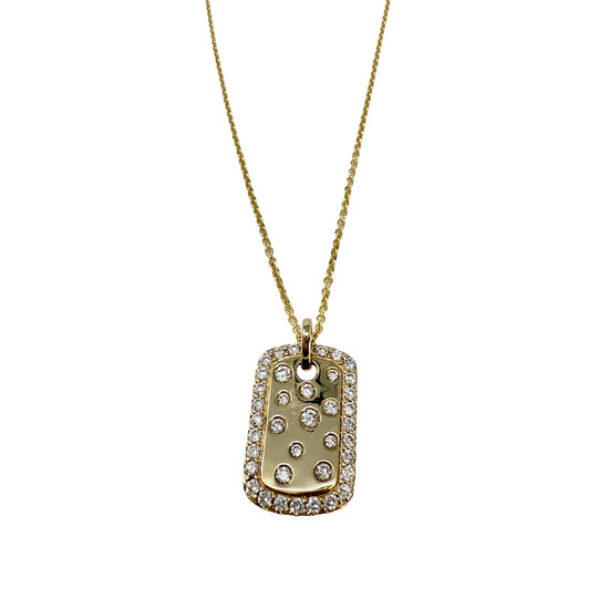 14K Gold Necklace with Rectangular Diamond Pendant