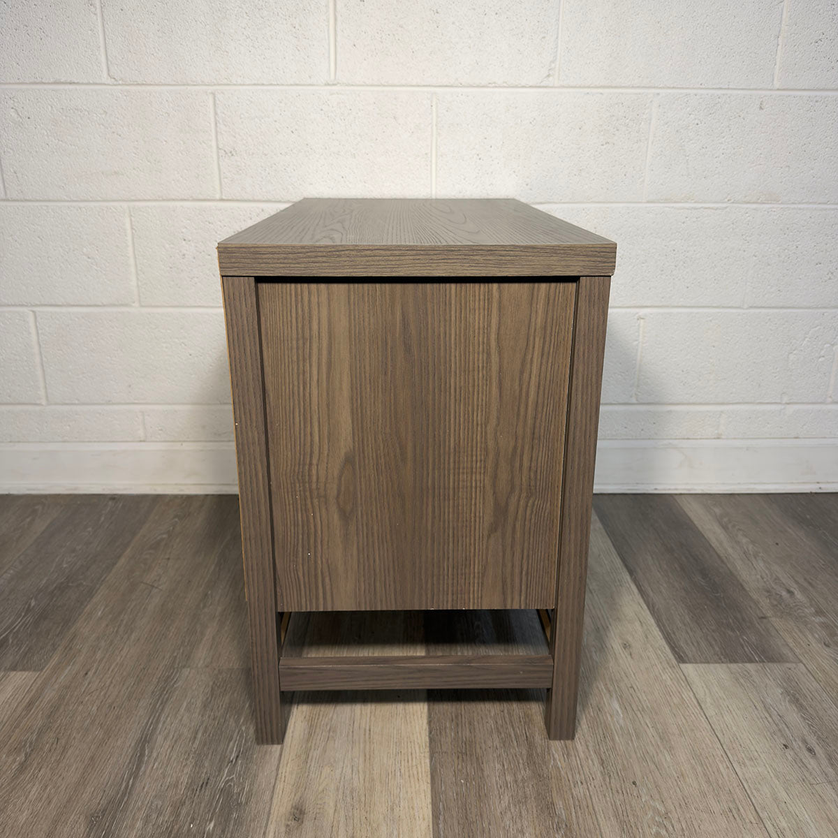 Pair Of Nightstands With Wicker Panel