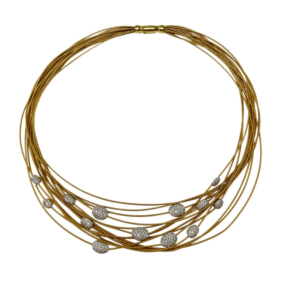 Marco Bicego 18K Gold 14 Strand 16.5" Diamond Station Necklace