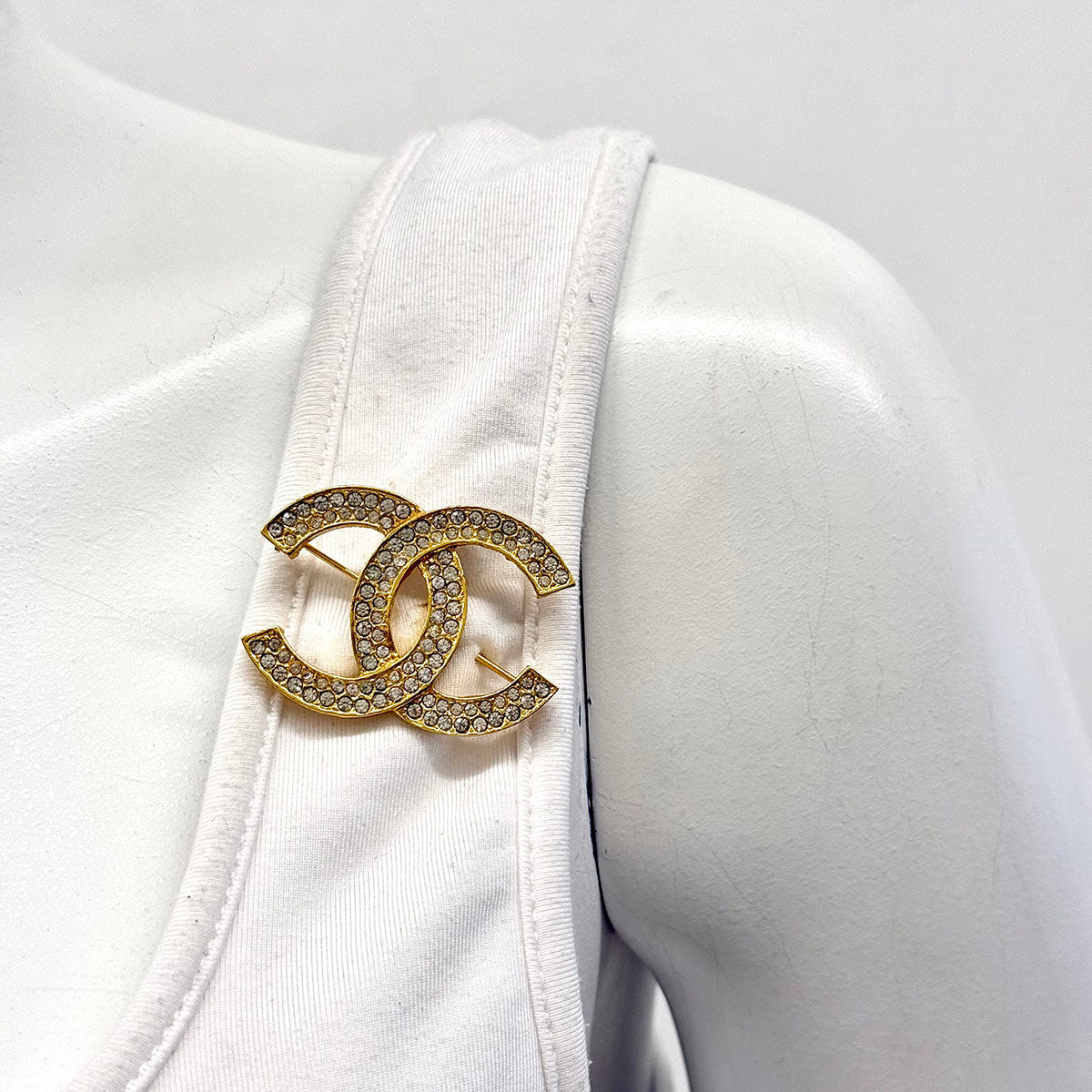 Chanel Interlocking CC Pin with Crystal