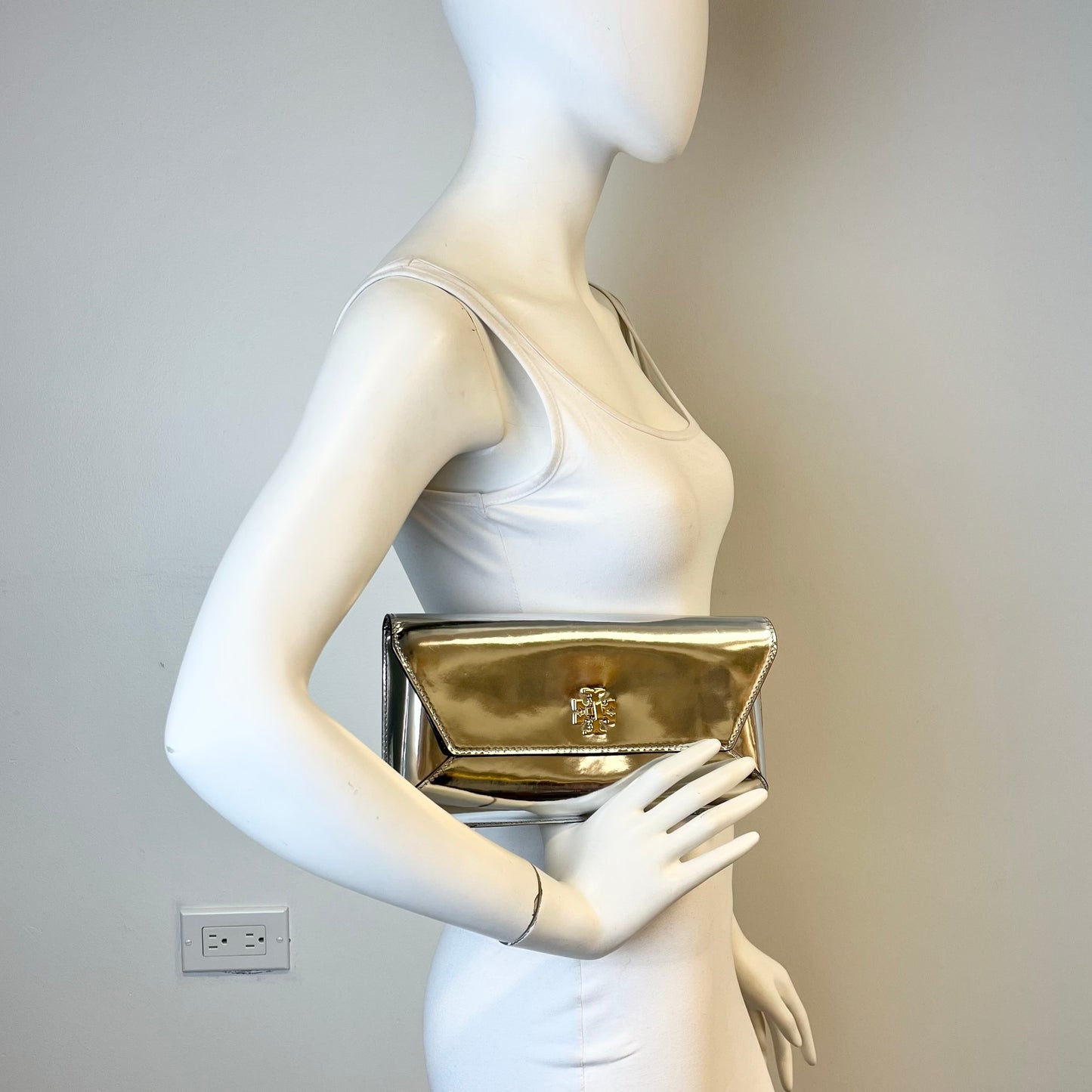 Tory Burch Kira Metallic Envelope Clutch