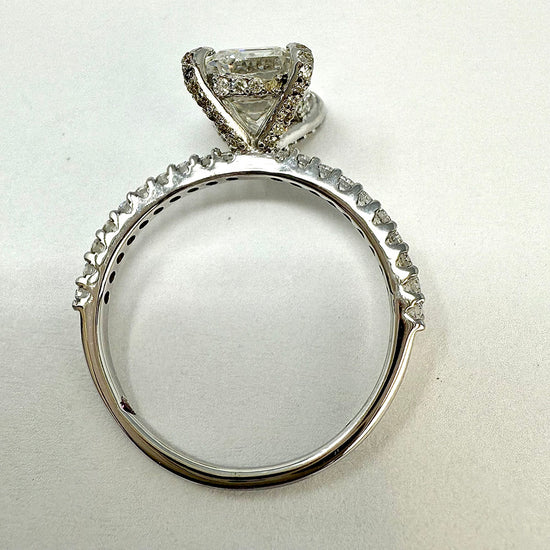 14K White Gold Band with Diamonds and Engagement Ring with Lab Grown Diamond