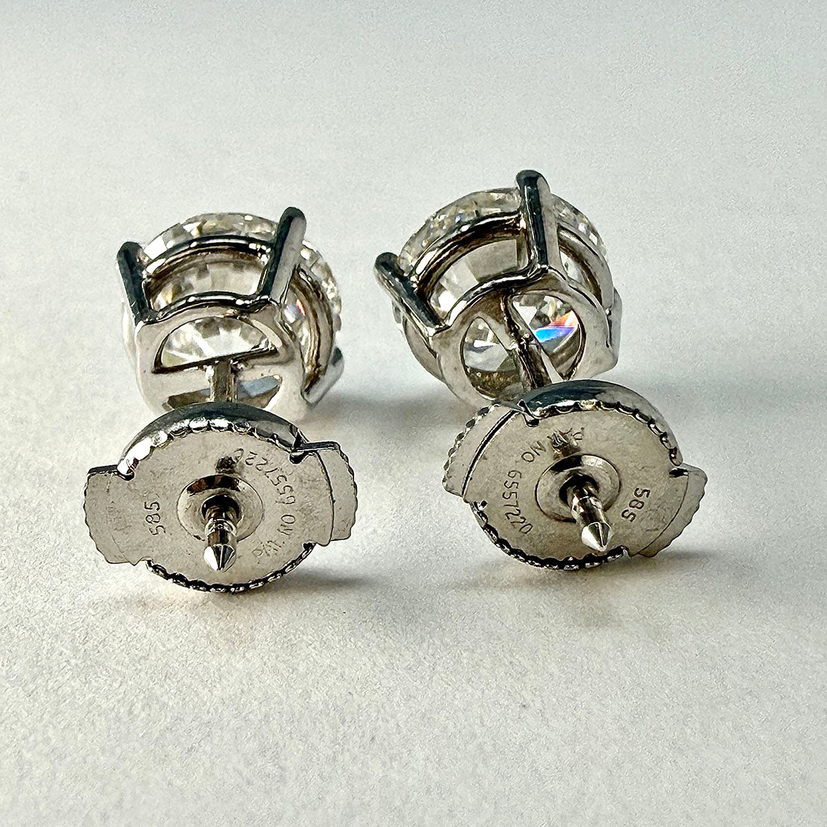 14K White Gold Lab Grown 3.19ct Diamond Stud Earrings