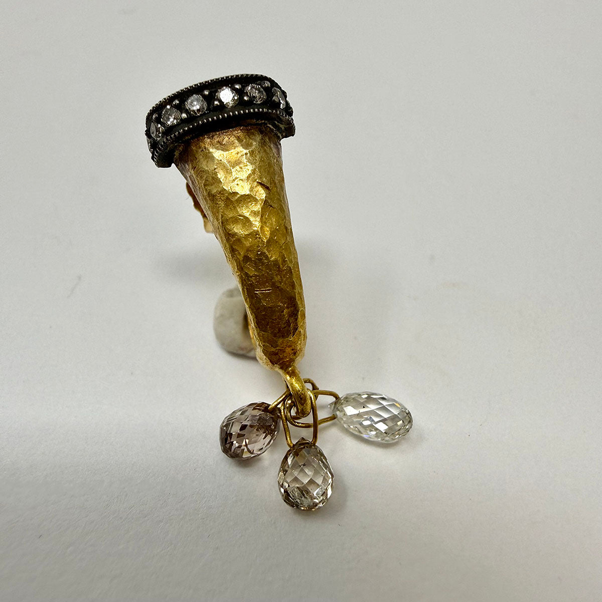 24K Matte Gold Diamond Huggie Earrings