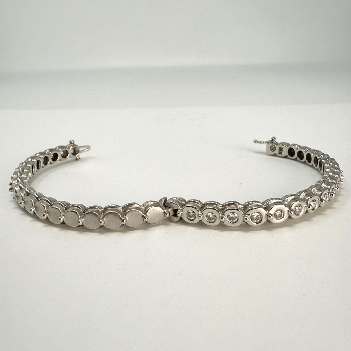 Doris Panos 18K White Hinged Bracelet with 20 Full Cut Diamonds