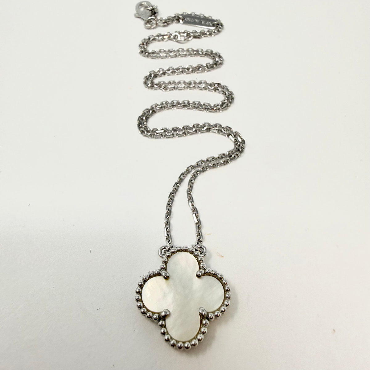 Van Cleef & Arpels 18K White Gold  Alhambra 16.5" Pendant Necklace