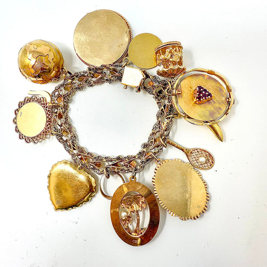 14K Gold Multi Charm  Bracelet