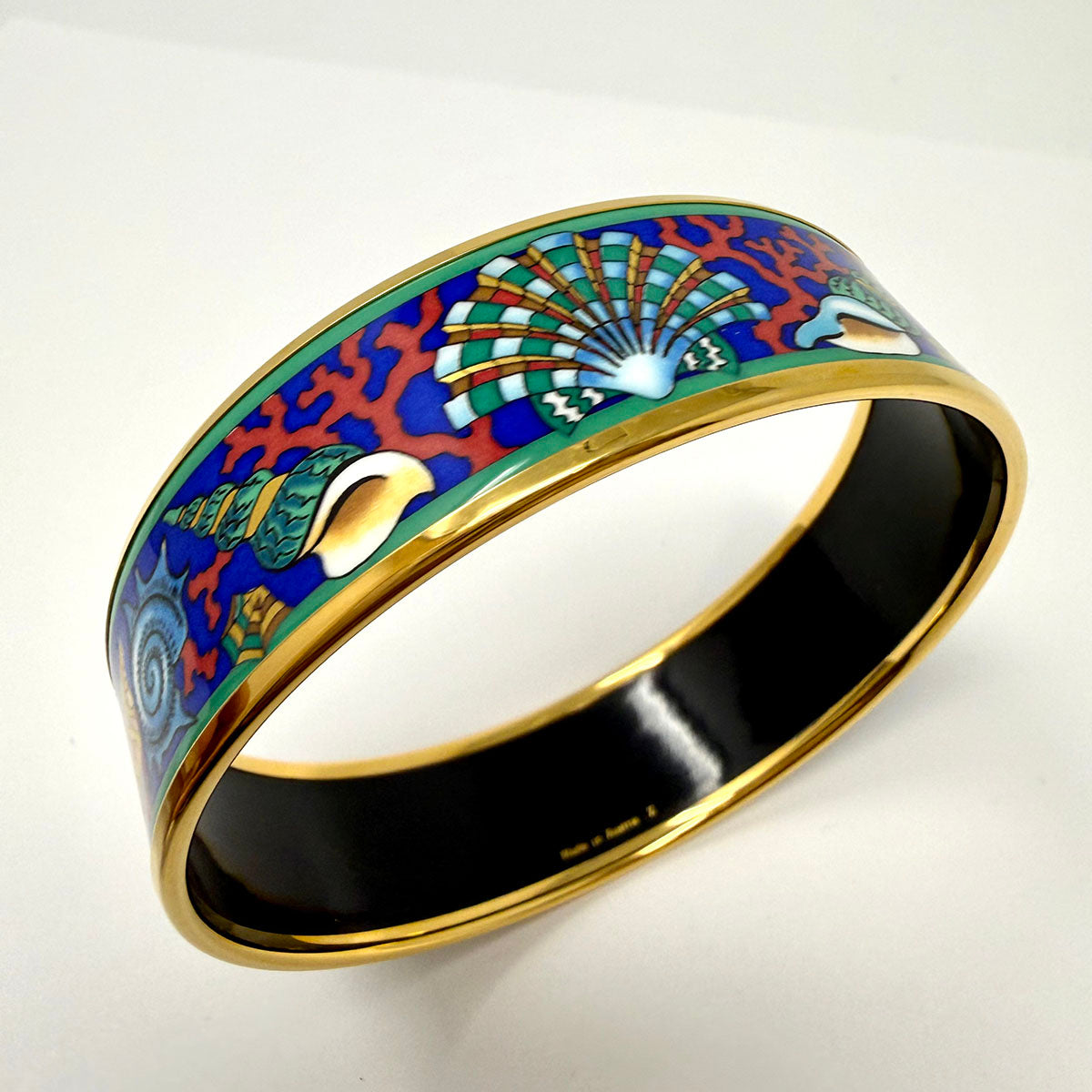 Hermes Wide Enamel Bangle Bracelet