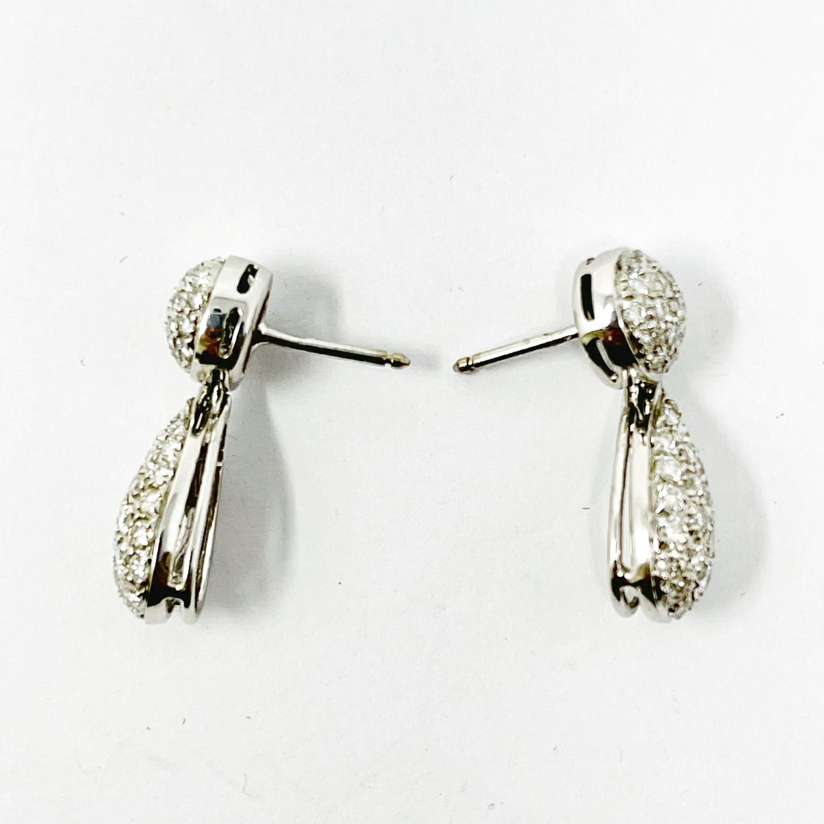 Hasbani 18K White Gold Diamond Drop Earrings