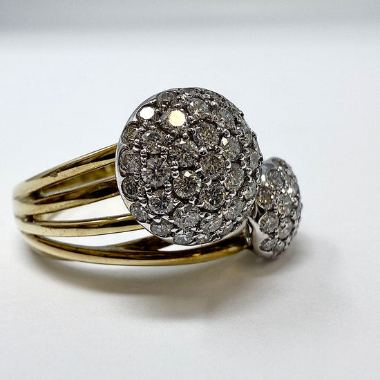 14K Gold Ring with 2 Diamond Domes