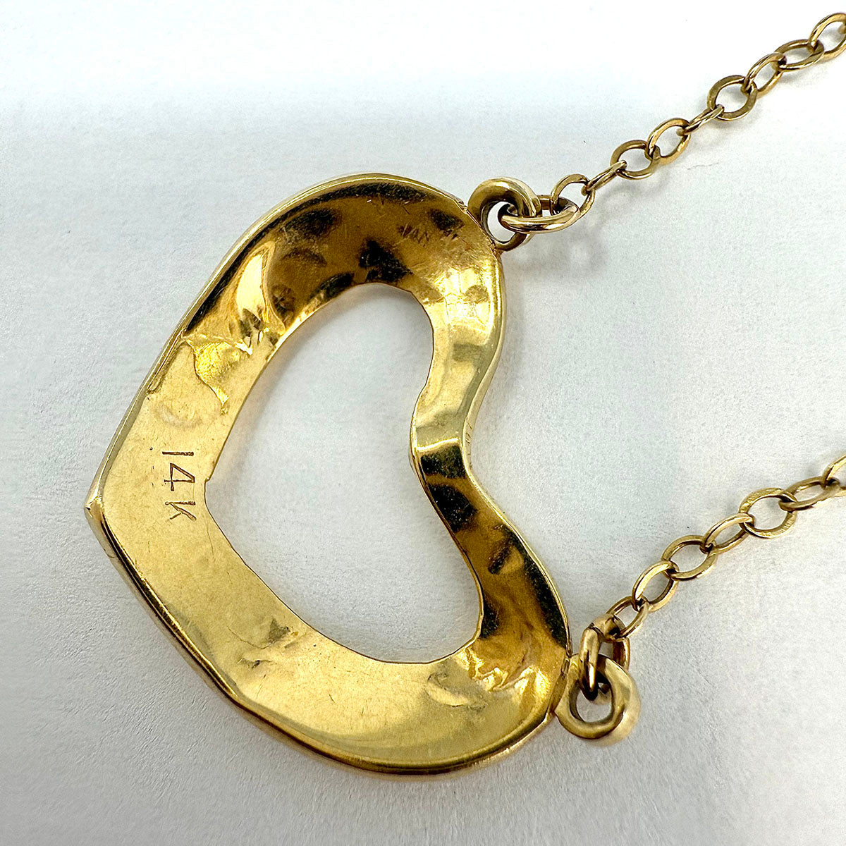 14K Gold Necklace with Open Heart
