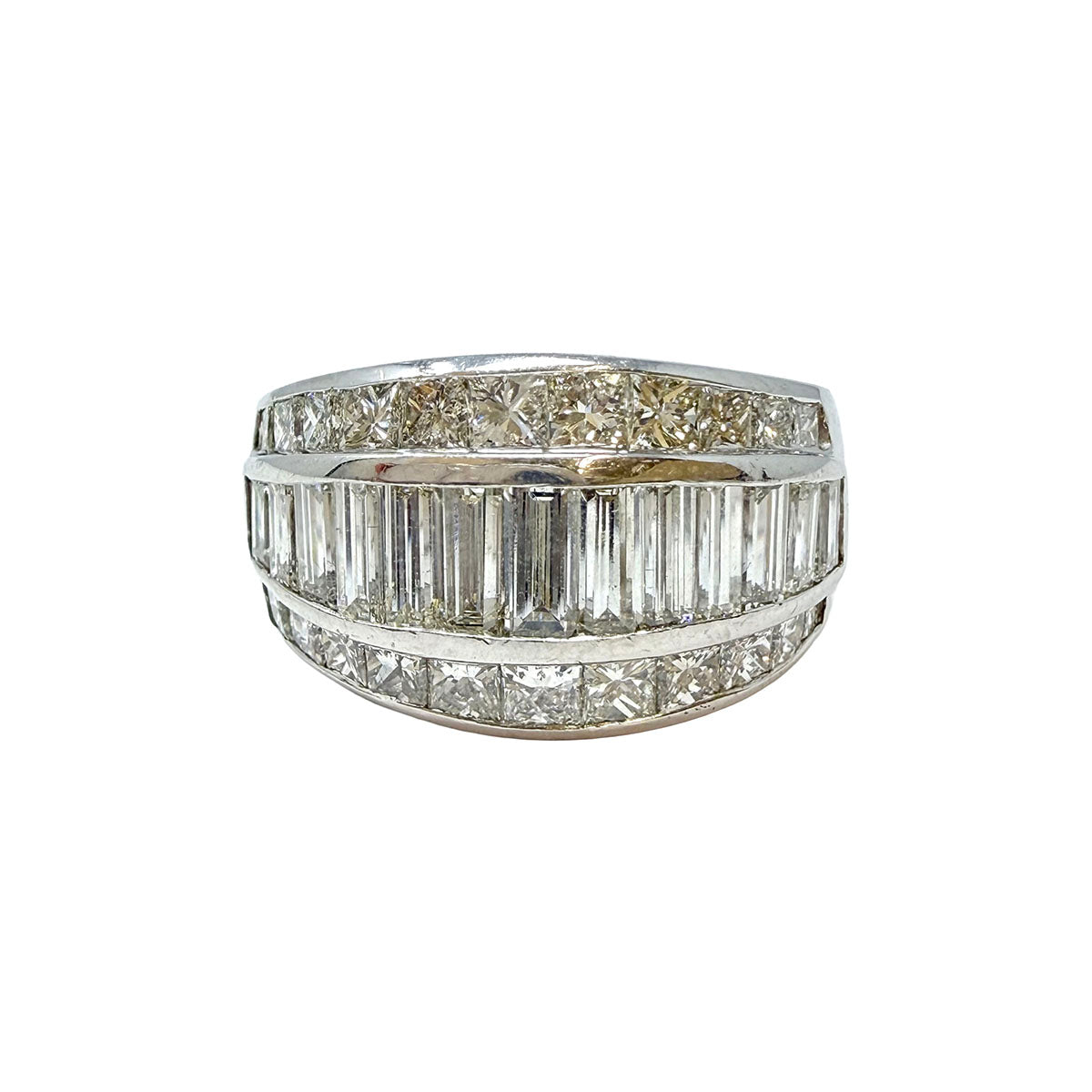 Platinum Triple Row Ring with 1.25ct European Cut Diamond