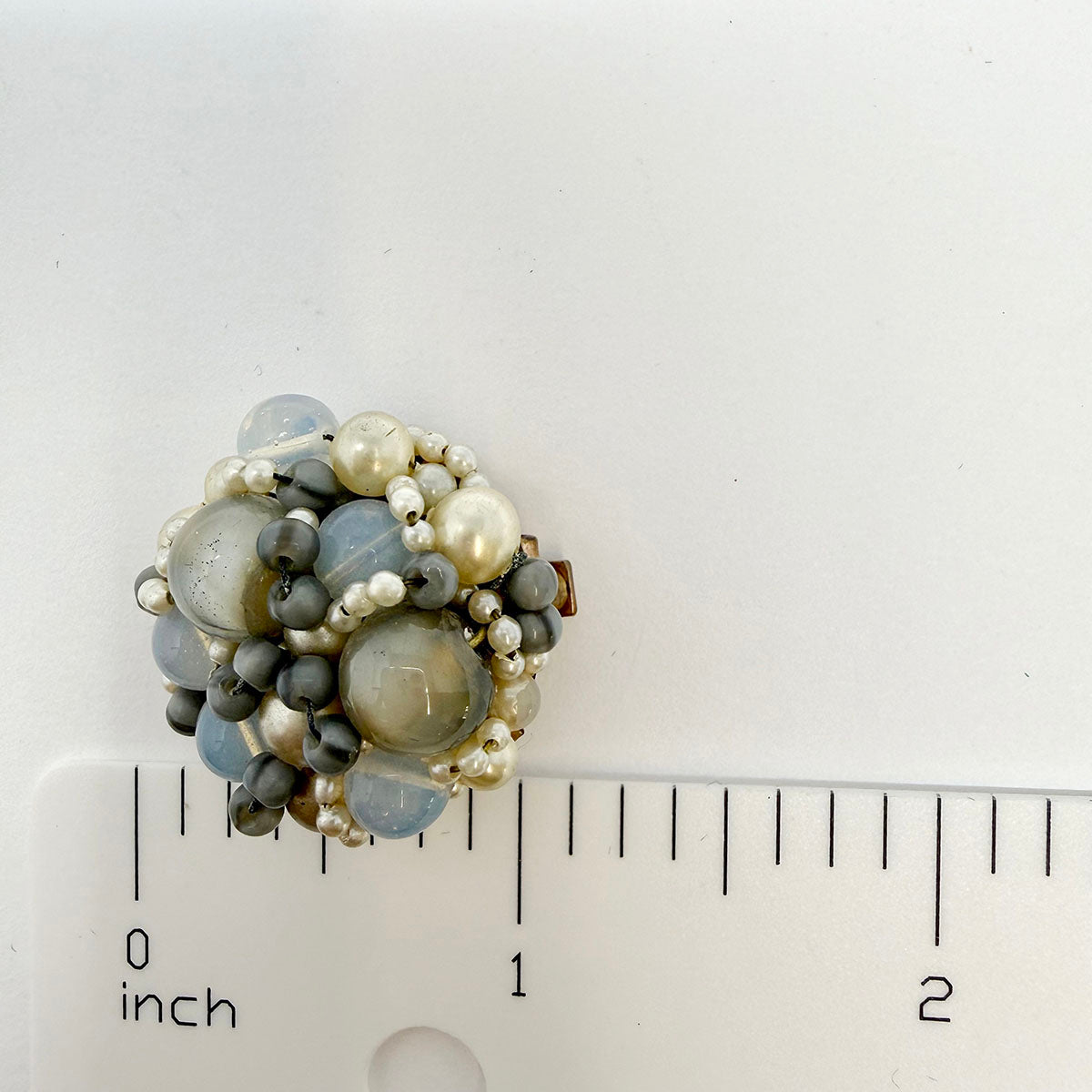 Coppola e Toppo Blue and Clear Bead Clip-on Earrings with Seed Pearls