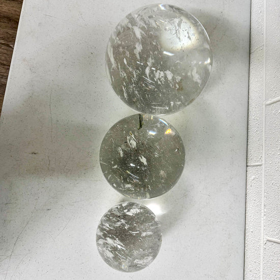 Set of 3 Large Heavy Glass Decorative Spheres