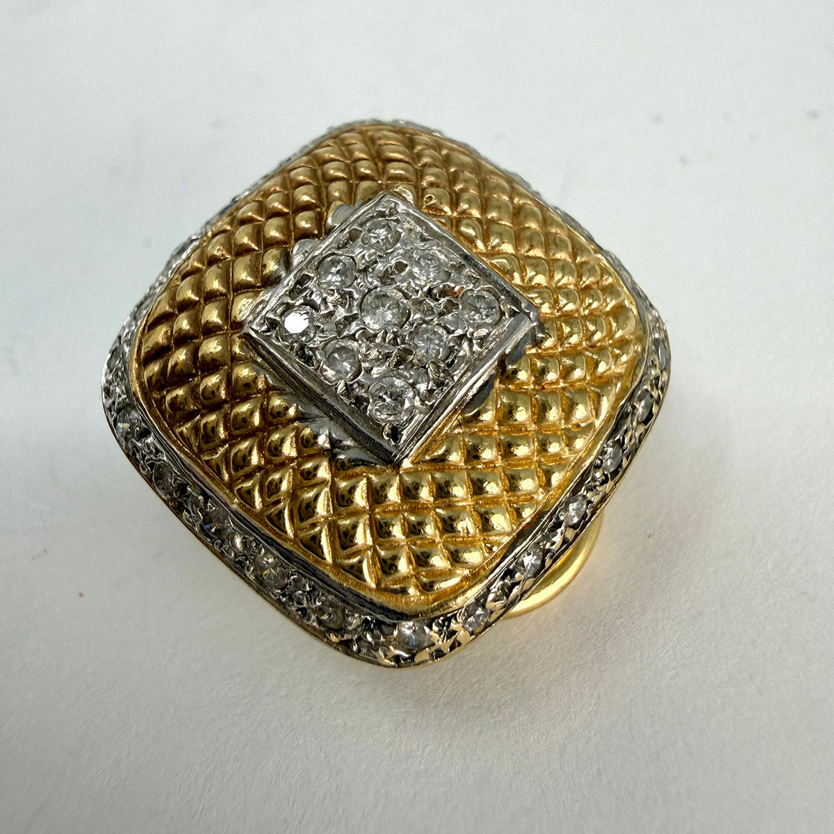 18K Gold Square Clip-on Earrings with Diamonds