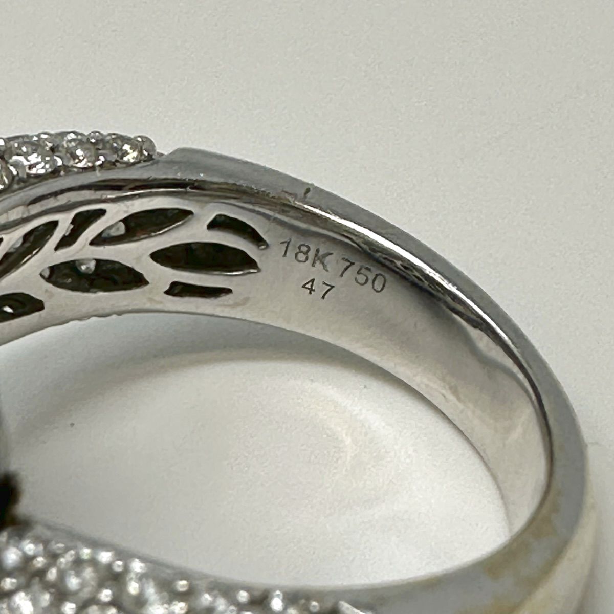 18K White Gold  Diamond Dome  Ring With Black and Clear Diamonds