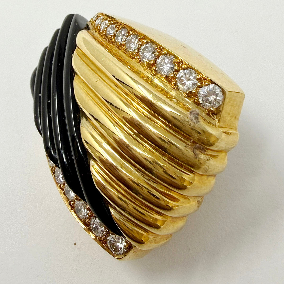 Charles Turi 18K Gold Clip-on Earrings with Onyx and Diamonds