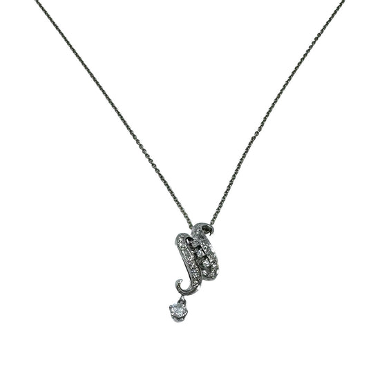 14K White Diamond Pendant Necklace