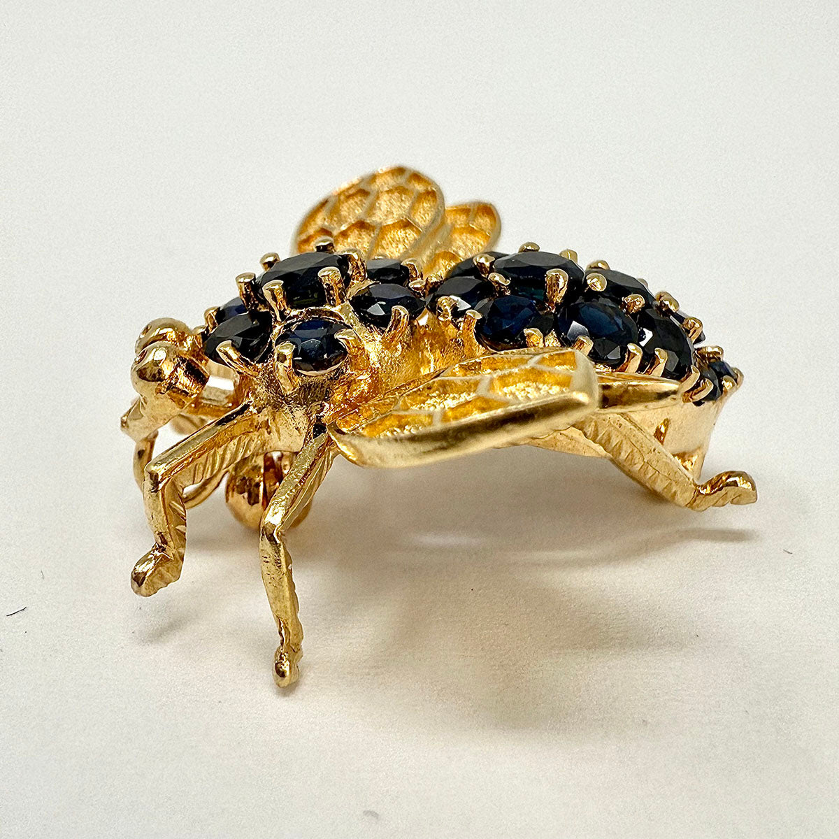 14K Gold Bee Pin  with Sapphire