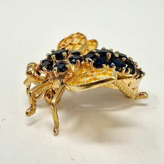 14K Gold Bee Pin  with Sapphire