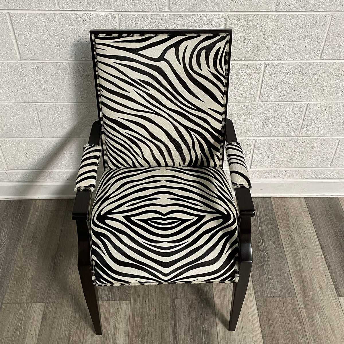Pair of Zebra-Pattern Hair-On-Hide Upholstered Arm Chairs
