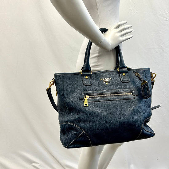 Prada Vitello Front Pocket Convertible Tote