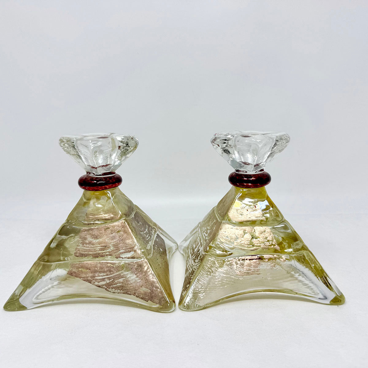 Art Glass Candlestick Pair