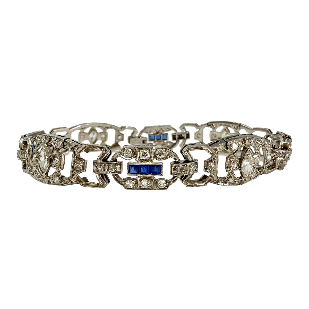 Art Deco Platinum  Sapphire and Diamond Bracelet