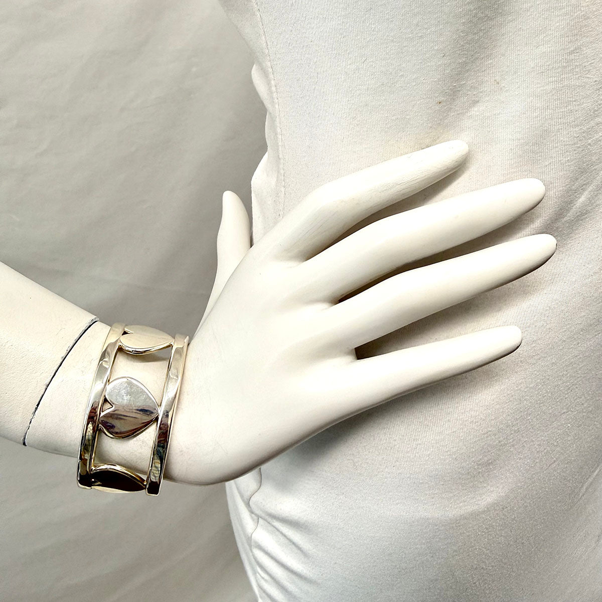 Tiffany & Co. Sterling Silver Full Heart Motif Cuff  Bracelet