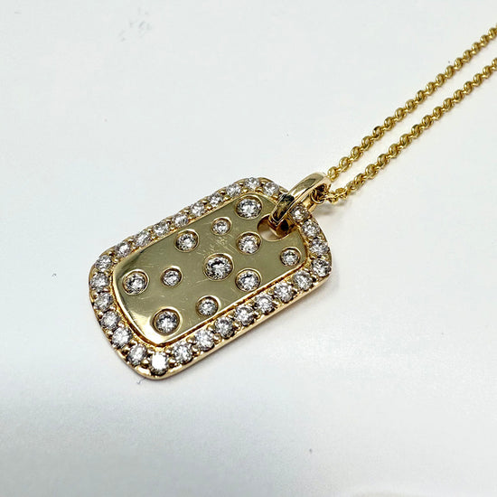 14K Gold Necklace with Rectangular Diamond Pendant
