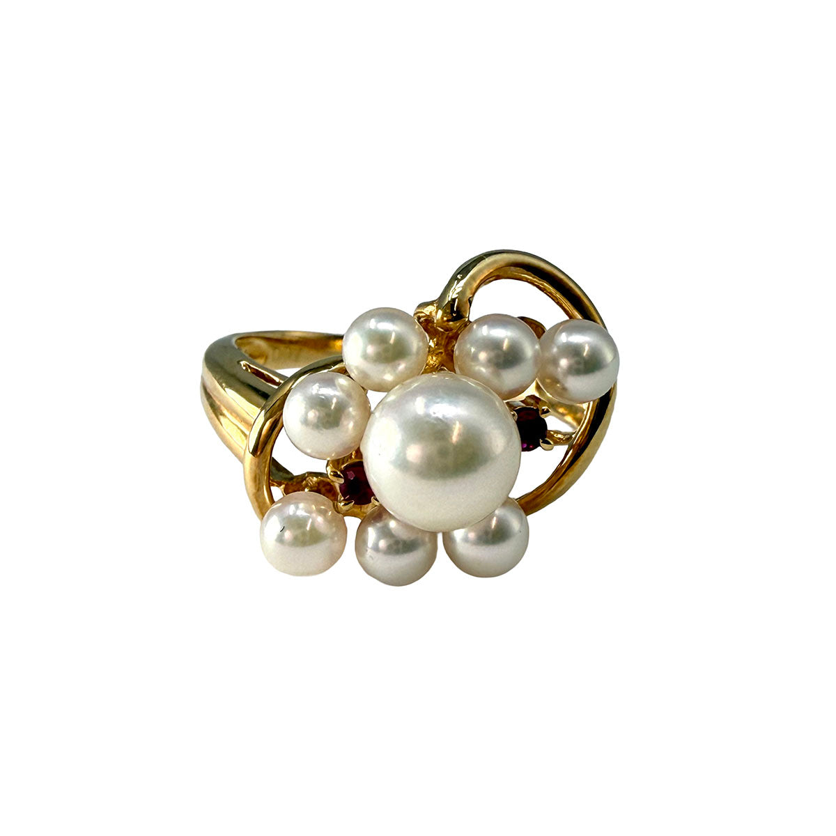 Akoya Pearl and Ruby Ring