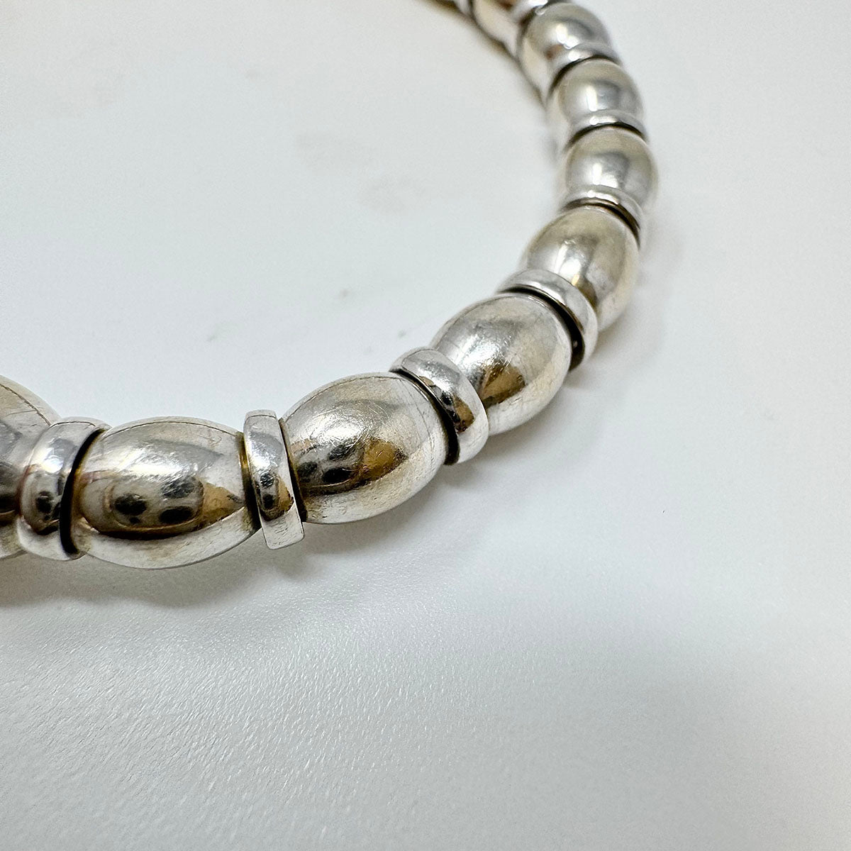 A&G 14K White Gold Stretch Beaded Bracelet with Diamond Bar
