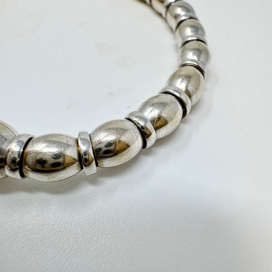 A&G 14K White Gold Stretch Beaded Bracelet with Diamond Bar