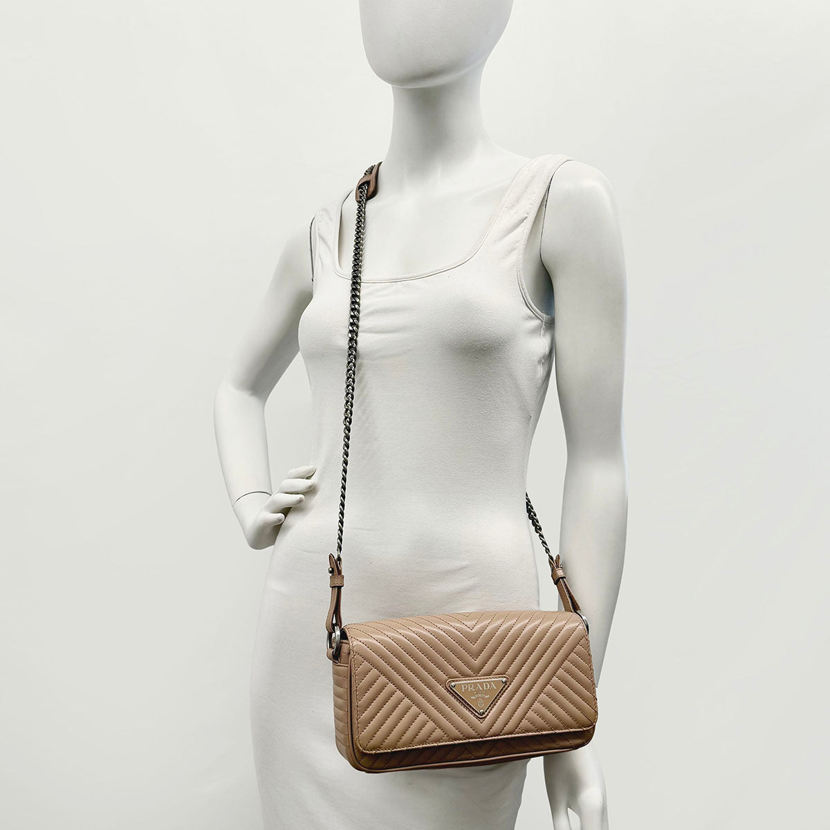 Prada Diagramme Triangle Quilted Crossbody