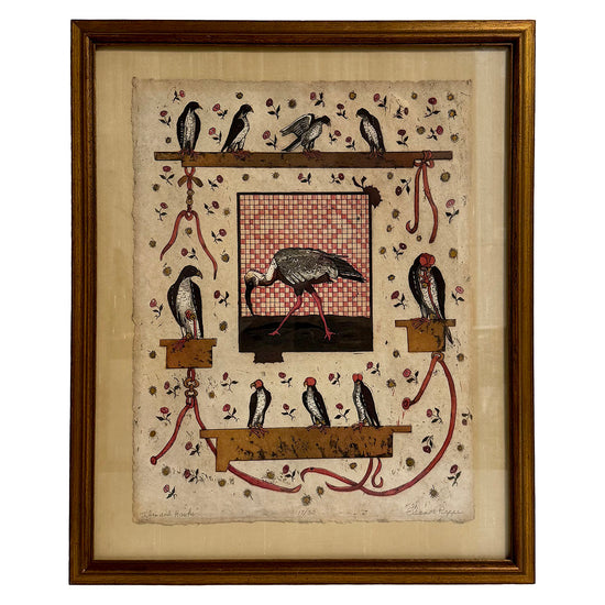 "Ibis and Hawks" Etching in Colors Signed 17/30