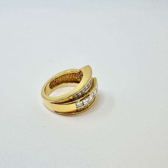 Montreaux Platinum and 18K Gold 3 Row Ring with 18 Diamonds