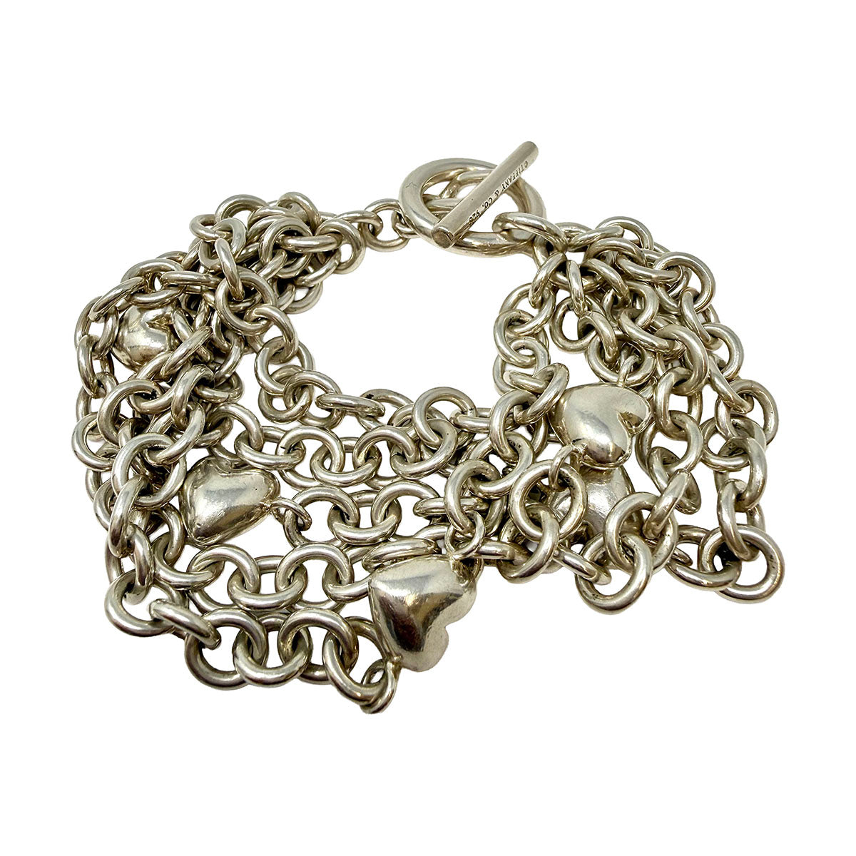 Tiffany & Co. Sterling Silver 5 Strand Heart  Bracelet