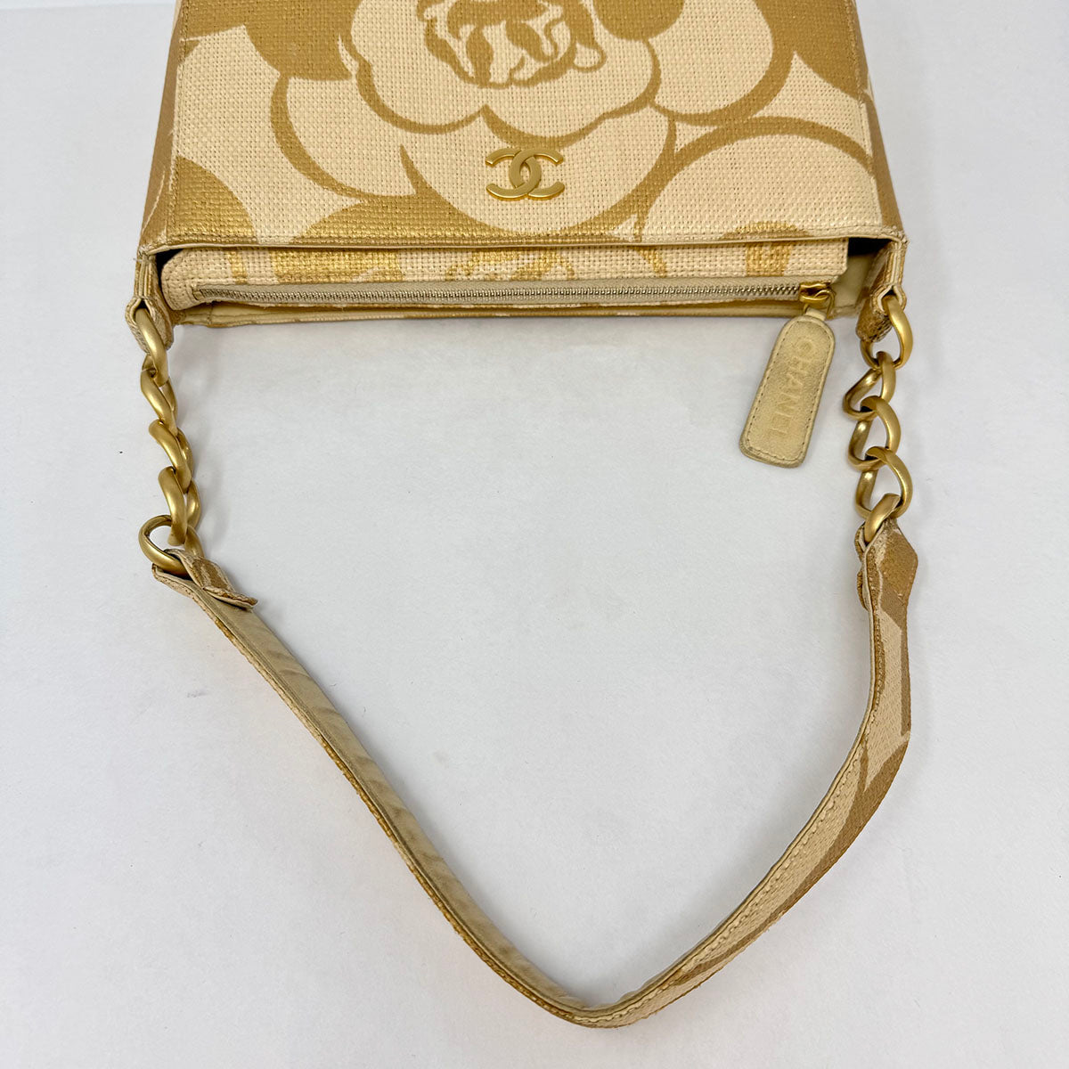 Chanel Raffia Camellia Shoulder Bag