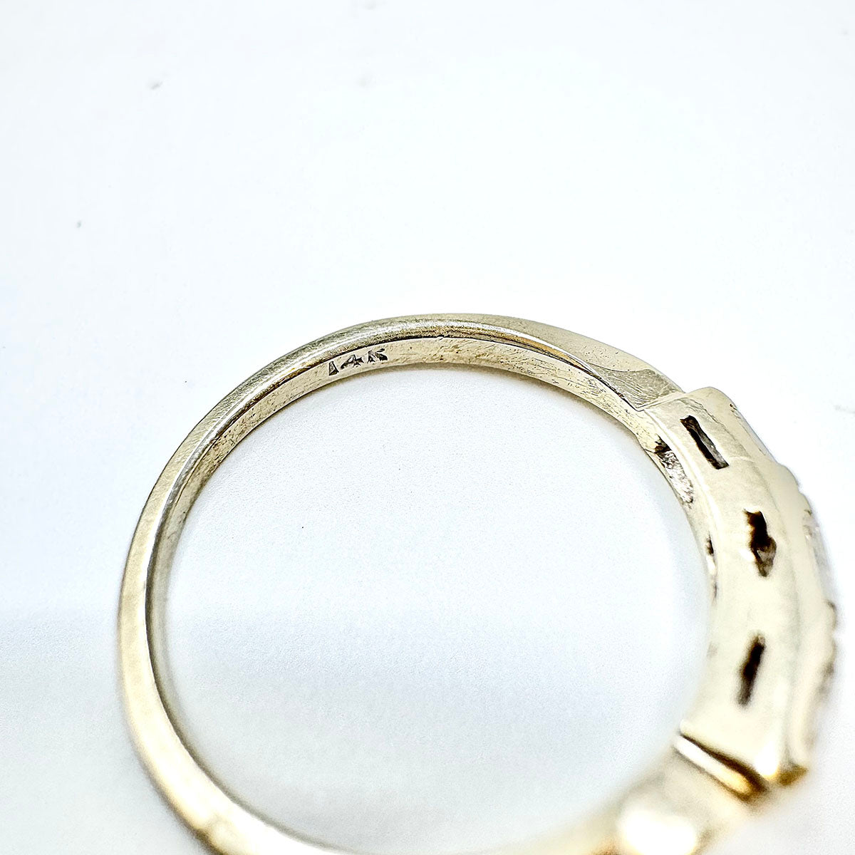 14K White Gold Band with 3 Straight Diamonds
