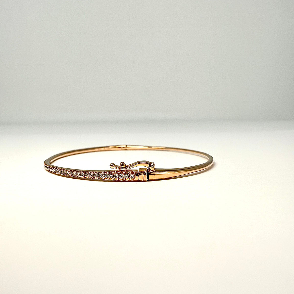 Bony Levy 18K Gold Skinny Stackable Hinged Bracelet with Diamonds