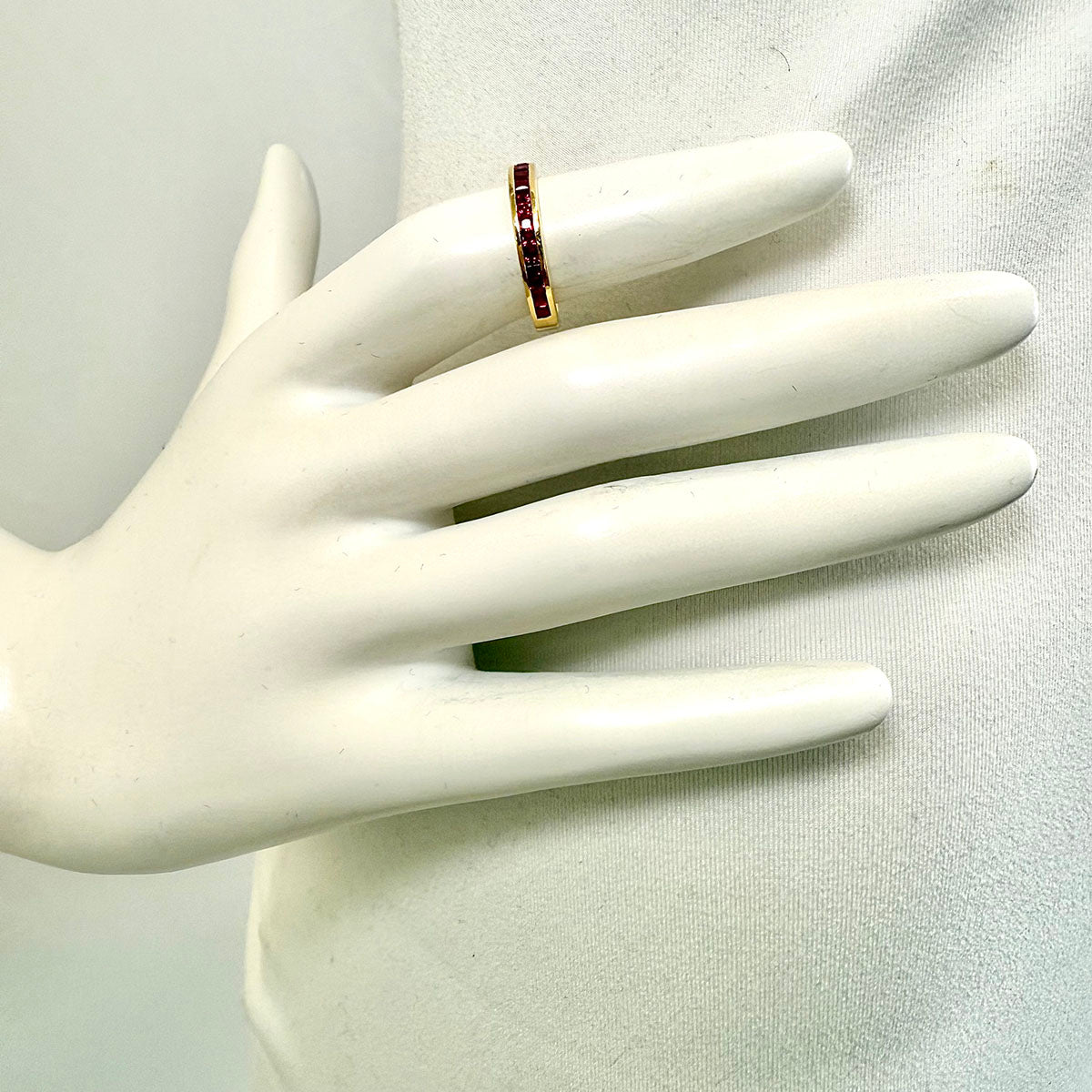 18K Gold Ring with 13 Channel Set Rubies