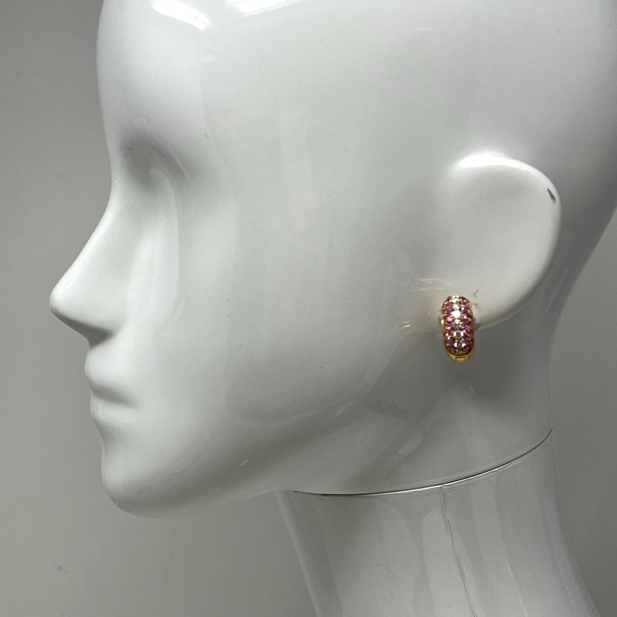 Dankner 18K Rose Gold Huggie Earrings with Pink Sapphires and Diamonds